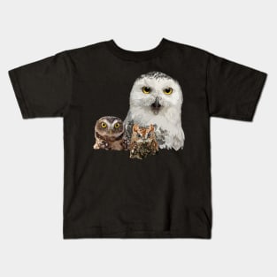 Snowy Owl, Owl and Little Owl Kids T-Shirt